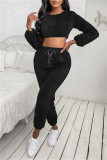 Apricot Fashion Casual Solid Basic O Neck Long Sleeve Two Pieces