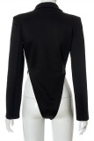 Black Sexy Casual Solid Patchwork Turndown Collar Regular Romper