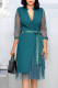 Green Fashion Street Polka Dot Patchwork V Neck A Line Dresses