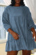 Light Blue Fashion Casual Solid Patchwork O Neck A Line Dresses