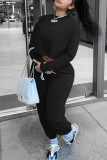 Grey Fashion Casual Solid Basic O Neck Long Sleeve Two Pieces