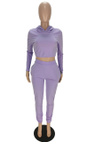 Grey Sexy Solid Patchwork Hooded Collar Long Sleeve Two Pieces
