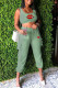 Green Fashion Casual Print Patchwork U Neck Sleeveless Two Pieces