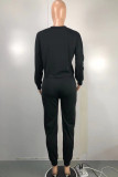 Grey Fashion Casual Solid Basic O Neck Long Sleeve Two Pieces