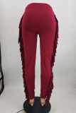 Champagne Sexy Solid Tassel Skinny High Waist Pencil Solid Color Bottoms