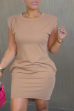 Green Casual Print Patchwork O Neck Pencil Skirt Dresses