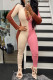 Multicolor Fashion Casual Patchwork Basic Zipper Collar Skinny Jumpsuits