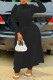 Black Fashion Casual Solid Patchwork Turtleneck Waist Skirt Dresses