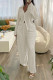 Apricot White Fashion Casual Solid Basic Turndown Collar Long Sleeve Two Pieces