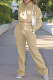 Khaki Fashion Casual Solid Basic Hooded Collar Long Sleeve Two Pieces
