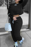 Grey Fashion Casual Solid Basic O Neck Long Sleeve Two Pieces