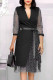 Black Fashion Street Polka Dot Patchwork V Neck A Line Dresses