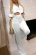 White Casual Solid Patchwork Zipper Collar Long Sleeve Two Pieces