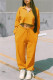 Yellow Fashion Casual Solid Patchwork Zipper Collar Long Sleeve Two Pieces