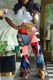 Multicolor Fashion Casual Print Basic Regular High Waist Speaker Trousers