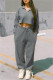 Grey Fashion Casual Solid Patchwork Zipper Collar Long Sleeve Two Pieces