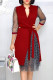 Red Fashion Street Polka Dot Patchwork V Neck A Line Dresses