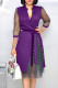 Purple Fashion Street Polka Dot Patchwork V Neck A Line Dresses
