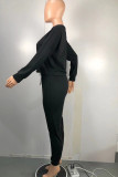 Grey Fashion Casual Solid Basic O Neck Long Sleeve Two Pieces