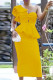 Yellow Fashion Sexy Solid Split Joint Backless One Shoulder Evening Dress