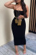 Black Fashion Street Solid Spaghetti Strap Pencil Skirt Dresses