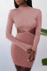 Pink Fashion Sexy Solid Hollowed Out O Neck One Step Skirt Dresses