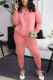 Pink Casual Solid Pocket O Neck Long Sleeve Two Pieces
