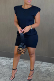 Green Casual Print Patchwork O Neck Pencil Skirt Dresses