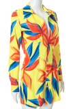 Multicolor Casual Print Patchwork Turndown Collar Shirt Dress Dresses