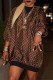 Brown Fashion Casual Print Patchwork O Neck Long Sleeve Dresses