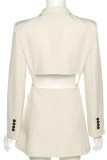 Apricot Fashion Casual Solid Hollowed Out Turn-back Collar Outerwear