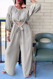 Pink Fashion Casual Solid Patchwork O Neck Long Sleeve Two Pieces
