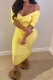 Yellow Sexy Solid Patchwork Off the Shoulder Pencil Skirt Dresses