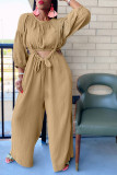 Pink Fashion Casual Solid Patchwork O Neck Long Sleeve Two Pieces