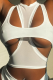 White Sexy Solid Hollowed Out Patchwork O Neck Tops