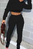 Grey Casual Solid Patchwork Frenulum Hooded Collar Long Sleeve Two Pieces