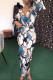 Blue Fashion Casual Print Basic V Neck Long Sleeve Dresses