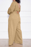 Pink Fashion Casual Solid Patchwork O Neck Long Sleeve Two Pieces