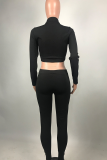 White Casual Print Patchwork Half A Turtleneck Long Sleeve Two Pieces