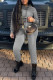 Grey Casual Solid Patchwork Hooded Collar Long Sleeve Two Pieces