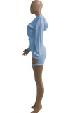 White Fashion Sportswear Solid Patchwork Hooded Collar Long Sleeve Two Pieces