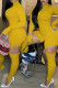 Yellow Fashion Casual Solid Hollowed Out Half A Turtleneck Skinny Jumpsuits