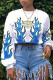 White Fashion Street Print Patchwork O Neck Tops