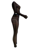White Fashion Sexy Print See-through O Neck Long Sleeve Two Pieces