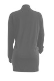 Grey Fashion Casual Letter Print Basic Turtleneck Long Sleeve Dresses