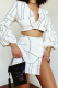 White Sexy Print Patchwork V Neck Long Sleeve Two Pieces