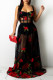 Black British Style Embroidery Patchwork See-through Spaghetti Strap Straight Dresses
