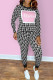 Black Fashion Casual Print Basic O Neck Long Sleeve Two Pieces