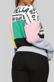 Grey Casual Street Print Patchwork O Neck Tops