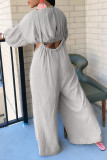 Pink Fashion Casual Solid Patchwork O Neck Long Sleeve Two Pieces